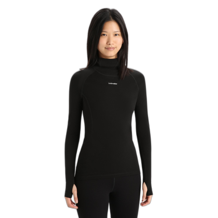 Golf damski ICEBREAKER Merino Fine LS Roll 56KP  / 001 black