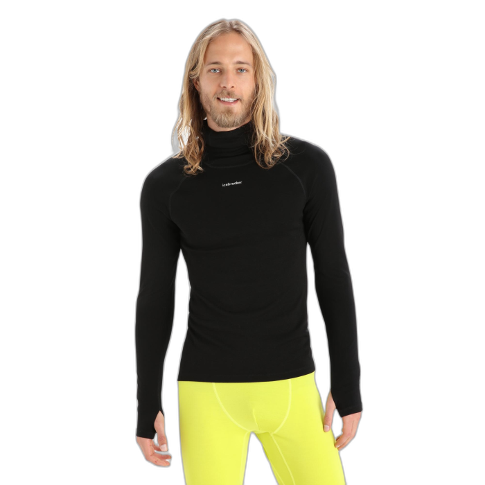 Golf męski ICEBREAKER Merino Fine LS Roll 56Ko / 001 black