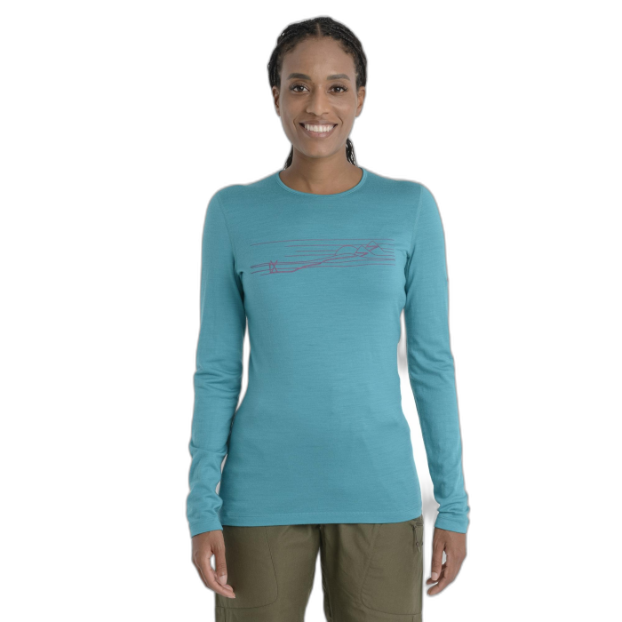 Koszulka damska ICEBREAKER Oasis LS 56HZ / 861 Ski Flux Green