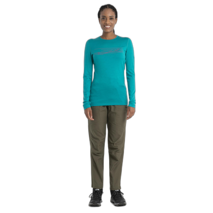 Koszulka damska ICEBREAKER Oasis LS 56HZ / 861 Ski Flux Green