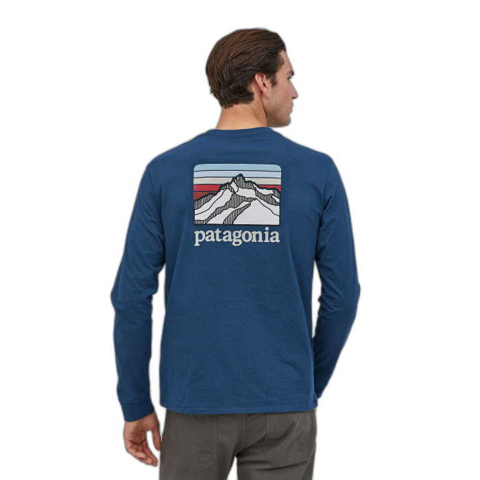 Koszulka męska PATAGONIA Line Ridge Logo L/S /  niebieski