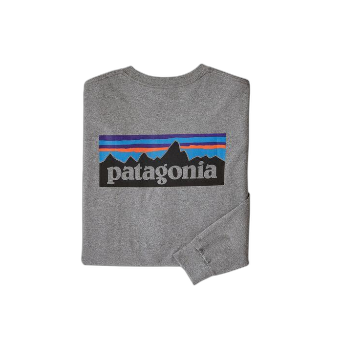 Koszulka męska PATAGONIA P-6 Logo L/S /  szary