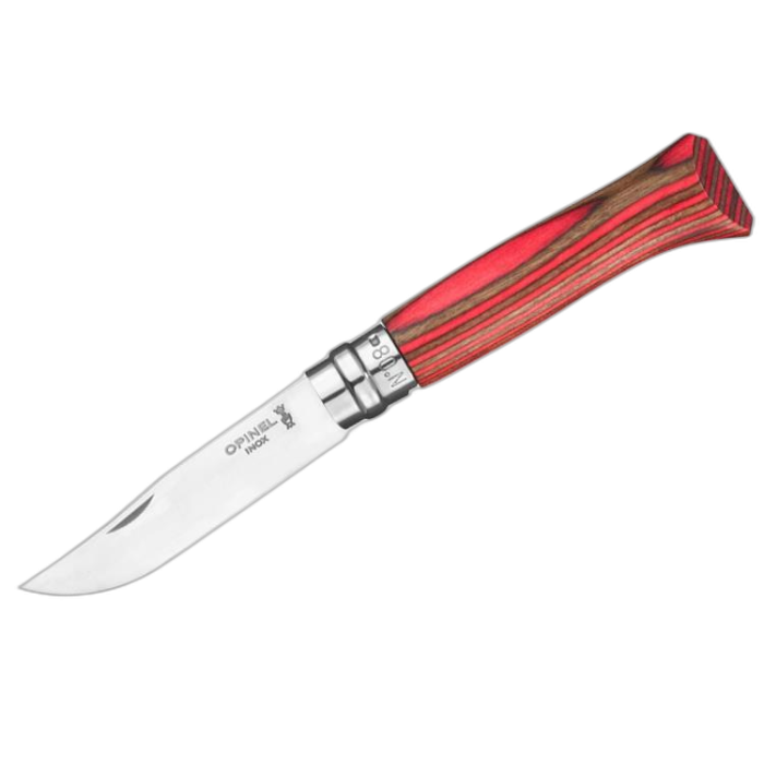 Nóż OPINEL inox No.8 brzoza czerwona / laminat red
