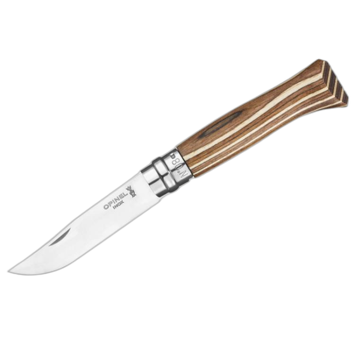 Nóż OPINEL inox No. 8 brzoza brązowa / laminat brown