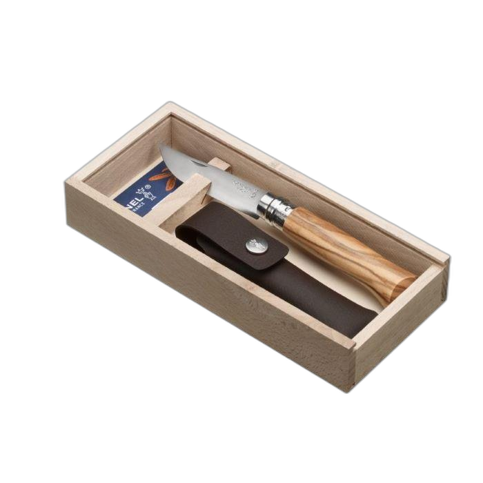 Nóż OPINEL Inox No. 8 oliwka + etui + box